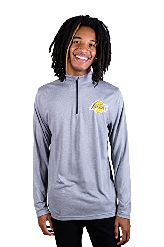Ultra Game NBA Men's Quarter Zip Long Sleeve Pullover T-Shirt Heather Charcoal