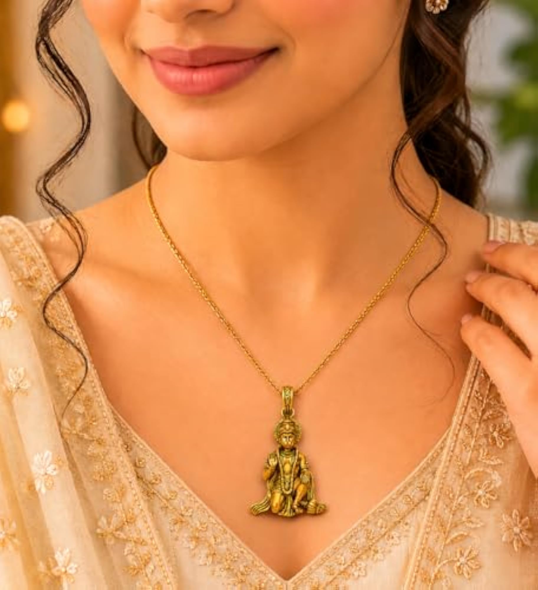 Hanuman Ji Gold Plated Brass Pendant