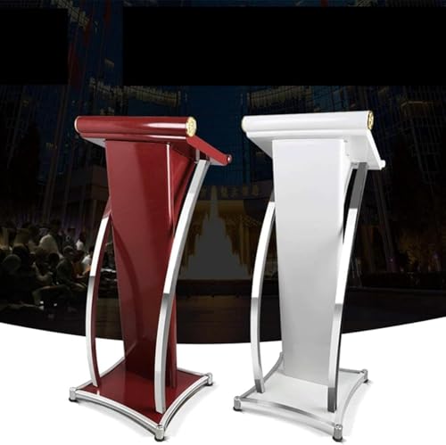 Atril de acero inoxidable 49x49x117 cm para eventos y púlpito curvo 4
