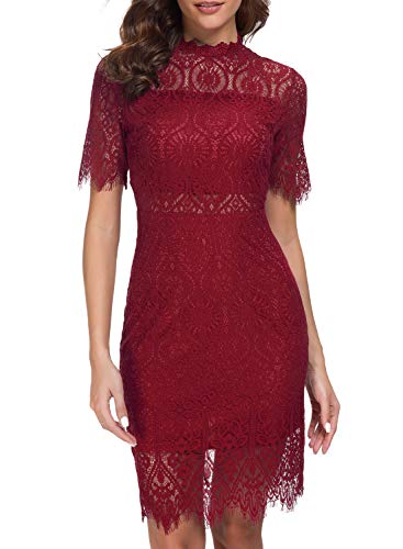 Zalalus women's elegant high-neck lace cocktail dress