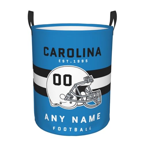Custom Carolina Laundry Hamper - Personalized Football Style Laundry Basket - Customized Name And Number - Dirty Clothes Hamper Waterproof Large Capacity Hamper for Bedroom Bathroom Living Room