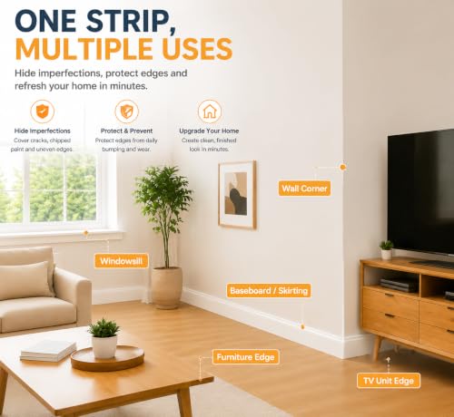 Protection d'angle murale autocollante flexible en caoutchouc durable, facile à installer, blanc, évite les dommages au mur, idéale pour la maison ou le bureau – vue 7