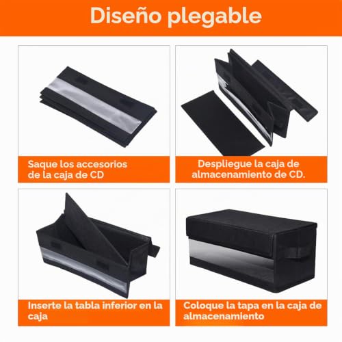 Miniatura 4 de Caja De Almacenamiento Para Cd Con Ventana Visible, Para 32 Cd, Dvd Con Tapa Y Asa, Caja De Almacenamiento Plegable Adecuada Para Cd, Libros, Documentos, Color Negro, 4 Unidades 2 Unidades