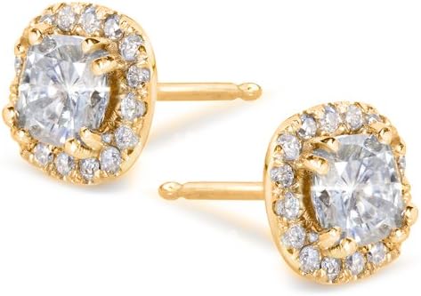 Kobelli Cushion-cut Moissanite Earrings 1 1/5 CTW 14k Gold
