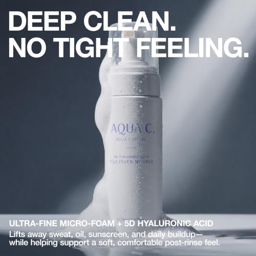 Image of 3-in-1 Micro Foam Face Wash, Hydrating Cleanser with Hyaluronic Acid, Makeup Remover Foam, Clean-Rinse Finish, 5.07 fl oz - For Women