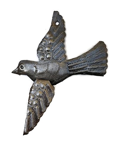 It's Cactus Small Metal Accent Bird for Bathroom Living Room or Bedroom Decor, Wall Hanging Figurine, Bird Lovers Collectible Statues, Handmade in Haiti 5 in. x 4.5 In.