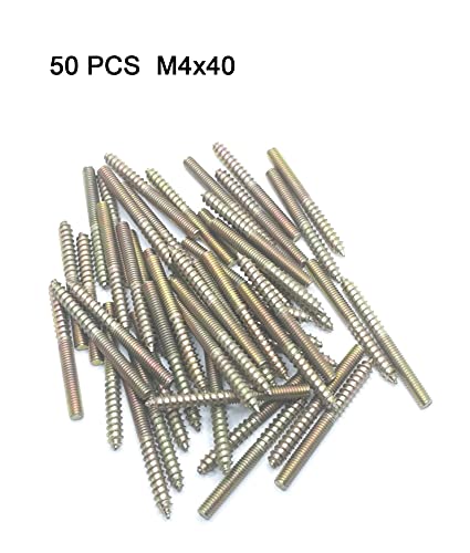 Image of Hanger Bolt M4x40 Double Headed Bolt Self-Tapping Screw for Furniture 50Pcs
