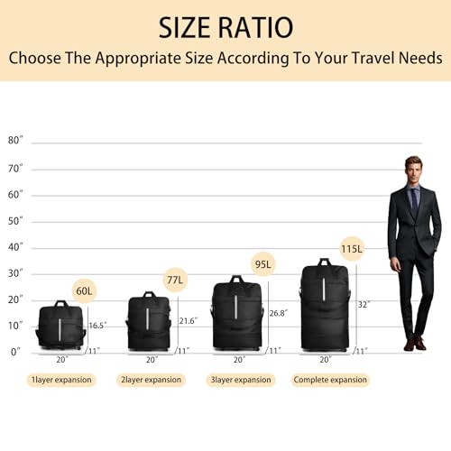 Expandable Foldable Suitcase Extra Large Travel Duffel Bag with Spinner Wheels Collapsible Luggage Bag for Men Women (20 inch/24 inch/28 inch) image 5