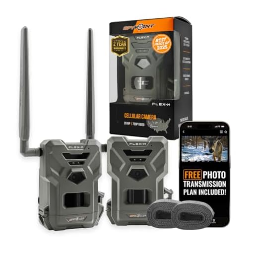 SPYPOINT Flex-M Twin Pack Cellular Trail Cameras - Best Hunting Accessories, No WiFi Needed, GPS, Night Vision, Dual-Sim LTE, IP65 Water-Resistant Game Camera, 28MP Photos, 720p Videos + Sound (2)