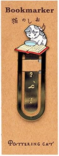 Vista 10 de Marcapáginas de metal, 1 marcador, diseño de gato de dibujos animados, lindo papel de lectura, gatitos, marca, papelería, suministros de oficina