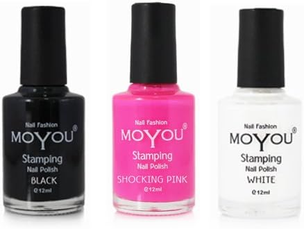 MoYou Nails Bundle of 3 Stamping Nail Polish: Black, Shocking Pink and