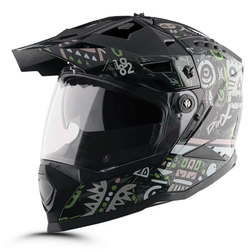 Image of Vega VF 11 Dirt-X Challenge Full Face Motorcycle Helmet with Shock Absorbing Shell, Aerodynamic Design, Ventilated Interior, Aggressive Racing Styling Black Grey -M