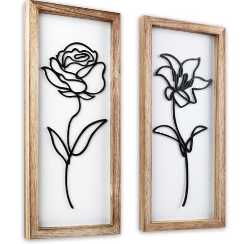 DETENE 2 Pièces Décoration Murale Bohème en Bois Décoration Murale de Ferme Cadres en Bois de Style Bohème pour Mural Art Déco Salon Ferme Nursery