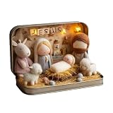 Décoration de Noël immersive : avec ses détails réalistes et son design réaliste, la crèche située dans une boîte en étain améliore les décors festifs en injectant du réalisme rustique et en enrichissant l'esprit de Noël pour des réunions et des traditions significatives. Crée une profonde et immersive avec les traditions de Noël et rend chaque rencontre spéciale à travers une atmosphère authentique et . L'exécution naturelle renforce le fez