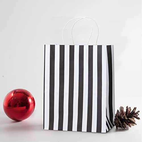 Rnorri Gift Bags 100Pcs 8X4.75X10 Inch Paper Bags Medium Shopping Bags Black And White Bags Kraft Party Bags With Handles Black Retail Bags #TOP2