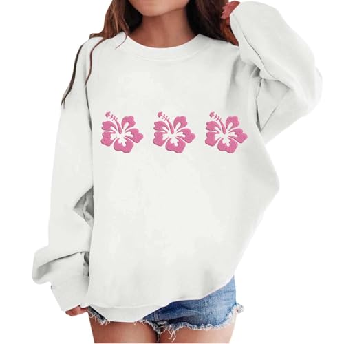 Sweatshirts for Teen Girls Preppy Oversized Cute Graphic Crewneck Hoodies Long Sleeve Soft Basic Casual Y2k Sweater