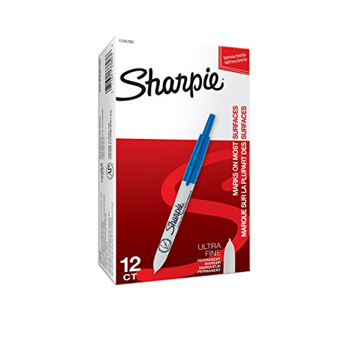 Sharpie Retractable Permanent Markers, Ultra Fine Point, Blue, 12 Count - 1735792 #TOP5
