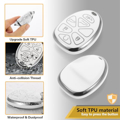 Image of Car Key Fob Cover, Rhinestone Loop Keychain Case, Silver Edge | Wear-resistant TPU shell, rhinestone-accent PU loop, daily splash, scratch and drop protection, normal signal use, easy setup