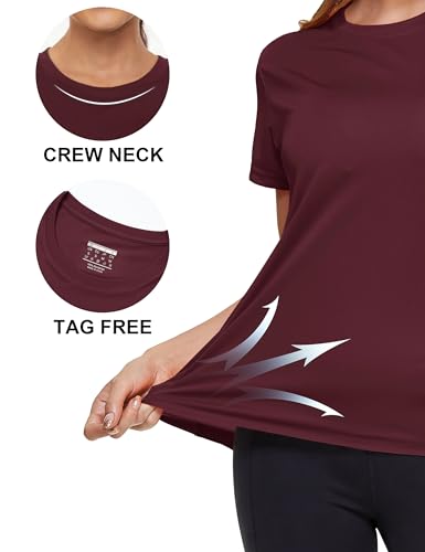 Image of MAGCOMSEN Women's Short Sleeve T-Shirts UPF 50+ Sun Protection Shirts Quick Dry Athletic Running Workout Tops Rash Guard