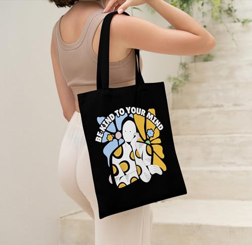 Image of TrendoPrint Canvas Tote Bags for Women with Zip, College Bag for Girls, 100% Organic Cotton Tote Bag for Shopping, Travel & Beach