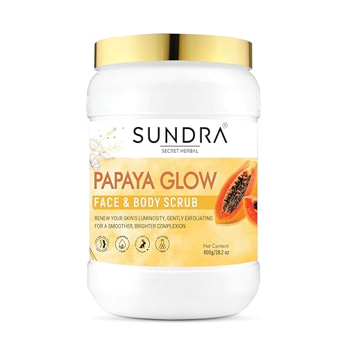 Sundra Secret Herbal Papaya Glow Face & Body Scrub (800gm) | Exfoliating & Brightening Scrub | Pigmentation Removal | Blackhead & Whitehead Remover | Suitable for All Skin Types & Genders