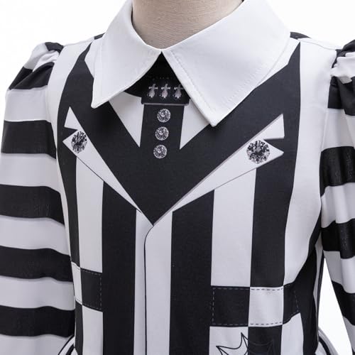 Disfraz de Halloween para niñas vestido rayas negro y blanco miniatura 4