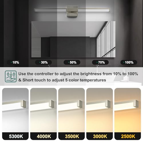 OKELI 32 Inch Bathroom Light Fixtures, Modern Brushed Nickel Vanity Light Over Mirror for - image 4