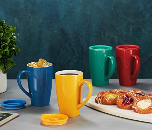 Godinger Coffee Mug Set With Lids, Travel Coffee Mugs, Hot Beverage Cups With Lids, For Coffee And Tea On The Go, Large Insulated Mugs Set - 16Oz, Set Of 4 #TOP3