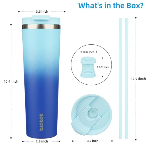 Image of BJPKPK 34oz Coffee Tumbler with Straw, Insulated Stainless Steel Cup