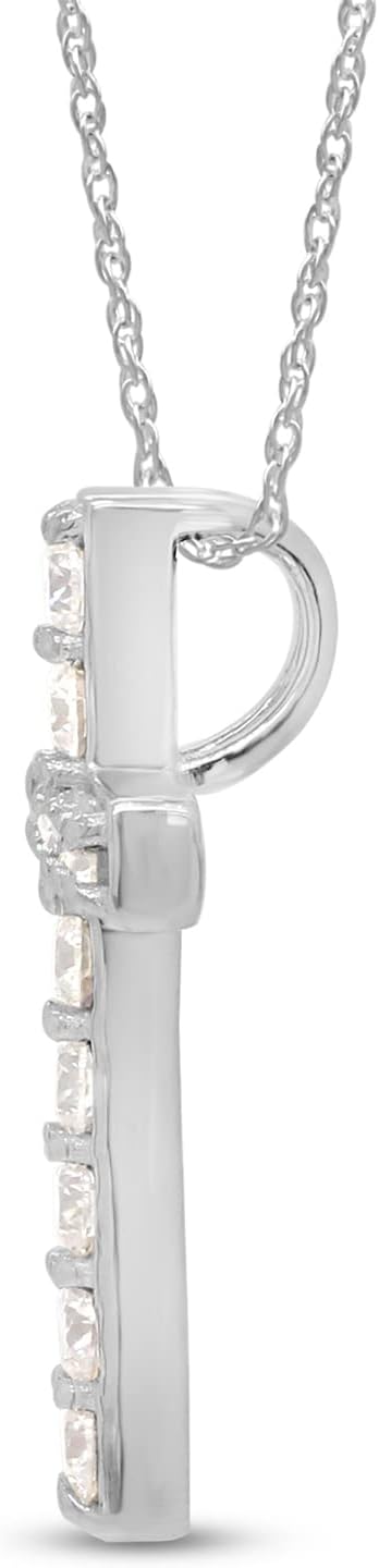 SAVEARTH DIAMONDS 1/2 Carat Round Cut Lab Created Moissanite Diamond Cross Pendant Necklace In 14K Gold Over Sterling Silver Jewelry For Women With 18" Chain(E-F Color, VVS1 Clarity, 0.50 Cttw)