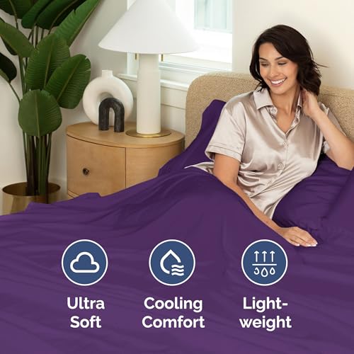 Drap plat lit simple XL violet drap de dessus microfibre respirant - 4