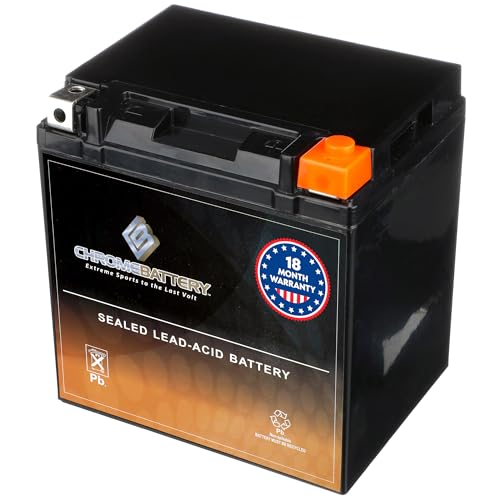 CB CHROMEBATTERY YTX30L-BS 12V 385 CCA AGM – Maintenance-Free 30Ah Battery for Harley, ATV, UTV, Snowmobile, Jet Ski – T3 Nut & Bolt Terminal – Fits Harley Touring, Polaris Sportsman 850