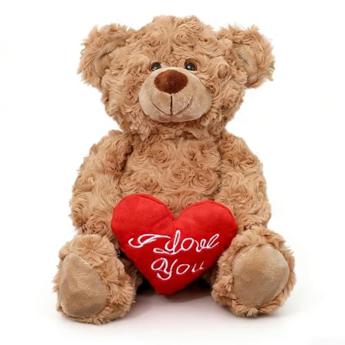 CLKDPNO Animal de Peluche Oso,30cm Bear de Plush con Corazón Rojo,Pequeño Almohadas de Peluche de Oso Adecuado día de San Valentín, Navidad, Regalos de Cumpleaños