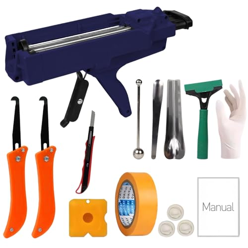 Vestamore Set di 11 applicatori epossidici fai da te, pistola per sigillatura antigoccia con pulitori per giunti e manico ergonomico
