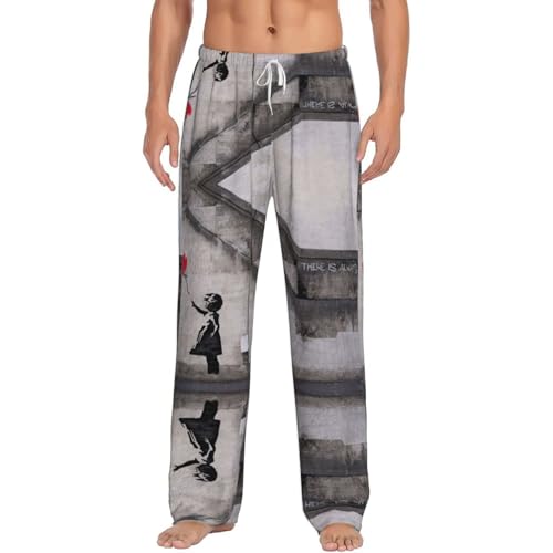 Pantalon de pyjama pour fille et homme avec poches bas de détente doux imprimé ballons