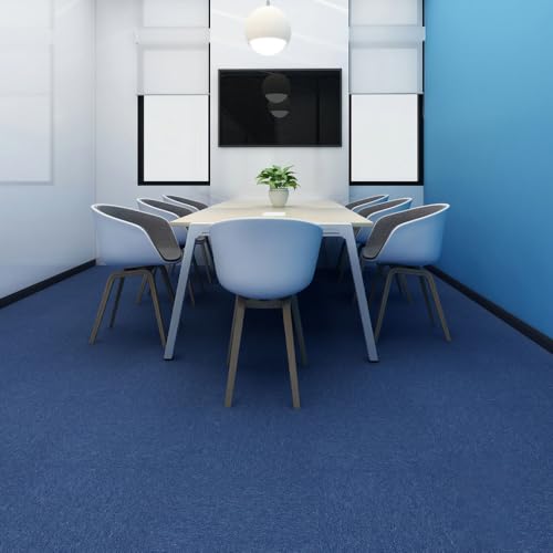 タイルカーペット 置くだけ 厚手 賃貸 60枚 50x50cm 厚手5mm ブルー系 オフィス 事務所 室内 カーペット 滑り止め タイル 床 置くだけ フロアマット 耐久性 床暖房対応 防音 難燃性 ずれ防止 磨耗に耐え PVC裏面 正方形 タイルマット カット可能 原状回復可 会社/賃貸/家庭/店舗/業務用/住宅用 純色 ビジネススタイル【LL06・約9畳】 [2]