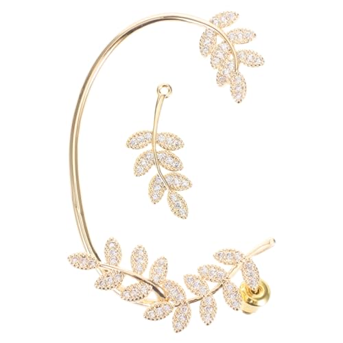 Healeved Boucle D'Oreille En Strass Feuille Pour Femme Manchette D'Oreille En Métal Doré Grimpeur Hypoallergénique Bijou Pour Mariage Et Fête