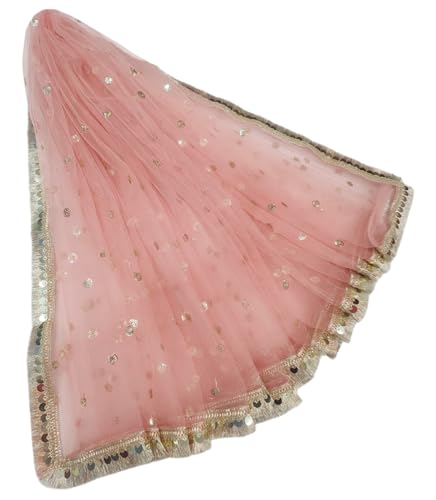 Image of Navti Creations Women's Lightweight Net Dupatta With Sequence Embroidery & Kiran Border (Length 2.25m)