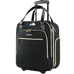 EMPSIGN Unterflur-Trolley – 16" Handgepäckkoffer mit Rollen, multifunktional, leicht, ideal als Wochenend- oder Reisekoffer für Damen und Herren, Schwarz-Goldener Reißverschluss