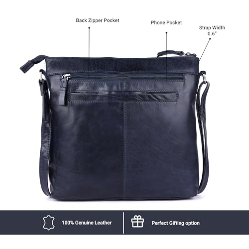 Image of LEDERBUCK Olga Women's Extra-Large Genuine Leather Crossbody Purse - Soft Triple-Zip Shoulder Bag