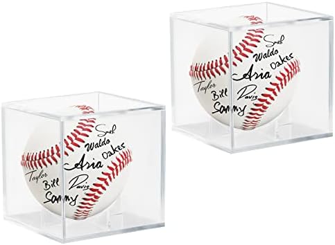 Baseball Display Case Acrylic Cube - UV Protected Acrylic Baseball Holder, Display Case for Autographed Baseball, Tennis Ball, Golf Ball, Billiard Ball, Memorabilia Display Cases (2)