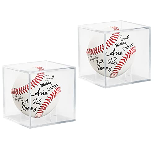 Baseball Display Case Acrylic Cube - Uv Protected Acrylic Baseball Holder, Display Case For Autographed Baseball, Tennis Ball, Golf Ball, Billiard Ball, Memorabilia Display Cases (2) #TOP3