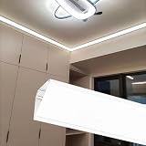 Cornice per soffitto, Canale in Alluminio per LED da 1 a 30 Metri con diffusore - Cornice per plafoniera con alloggiamento per Striscia LED, Finitura Bianca per Illuminazione a battiscopa (1