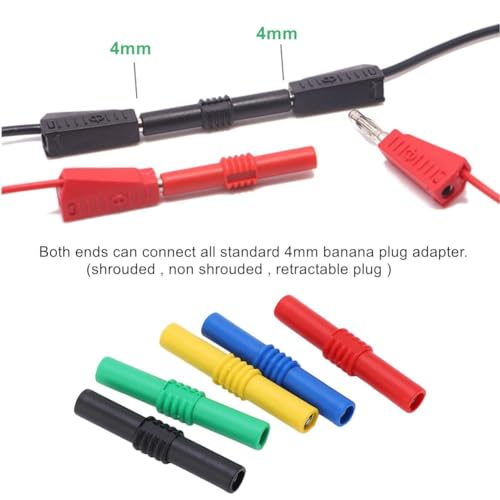 Image of Mumusuki 4mm Insulated Banana Plug Coupler, Female to Female Socket Adapter, 5 Color Coded Connectors for Electronics, Inverters, Industrial Equipment