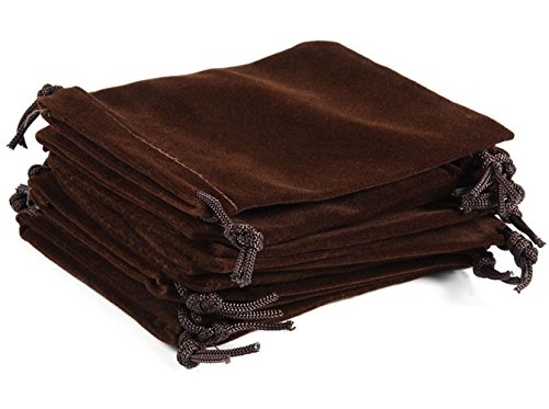 ALPHA DIMA 10 Piezas Terciopelo Cordón Bolsas,10x15cm Bolso de Terciopelo Dulces Bolsas para Joyas Regalo Boda Favor Embalaje(Café)