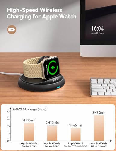 JOYROOM for Apple Watch Charger Stand,Portable Magnetic iwatch Charger with Cord, Foldable Fast Apple Watch Charging Stand for Apple Watch Series10/9/8/7/6/5/4/3/2,Ultra/2,SE,[Nightstand Mode],Black - Thumbnail 3
