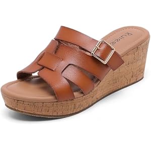 Ruiee Wide Width Wedges Sandals for Women, Summer Platform Wedge Heels Comfort Slip on Sandal Casual Outdoor Womens Sandals.