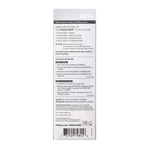 Kiss Falscara Diy Eyelash Extension Remover With Natural Rosewater – Gentle Soothing Nourishing Eye Cleanser For Removal Of Artificial False Synthetic Eyelashes, Lash Wisps, And Bond & Seal Adhesive #TOP1