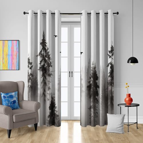 Rideaux occultants forêt 160x260cm | Double panneau opaque isolant