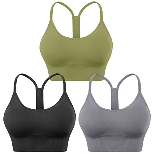 Image of Evercute Racerback Sports Bras Padded Y Racer Back Cropped Bras for Yoga Workout Fitness Low Impact